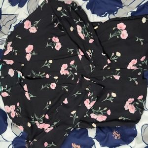Black Button Down with Floral Size 12